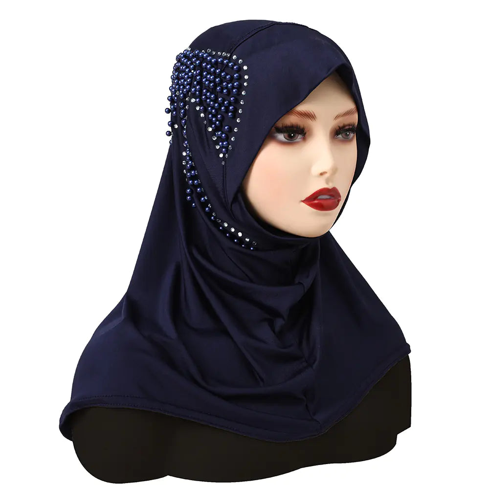 Instant Hijab with Pearl Butterfly Detail – Soft Stretch One-Piece Hijab