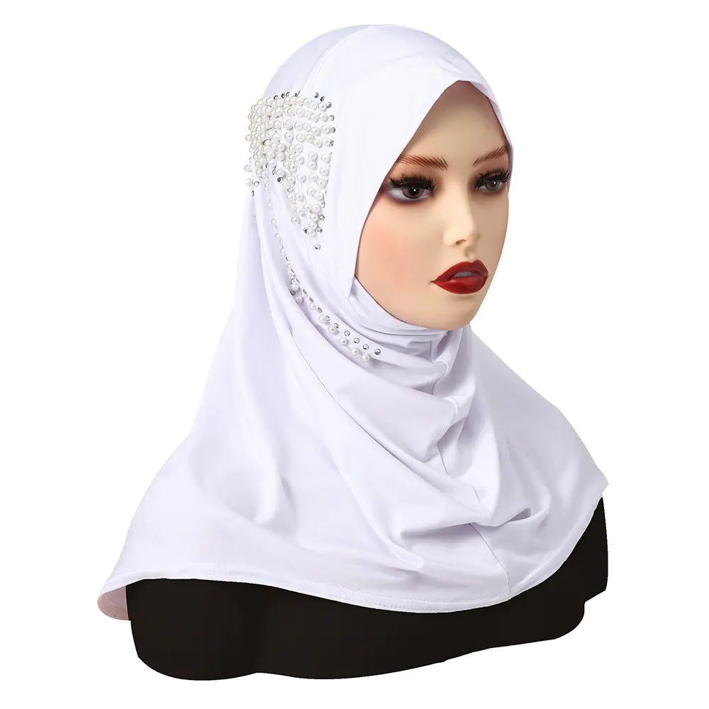Instant Hijab with Pearl Butterfly Detail – Soft Stretch One-Piece Hijab