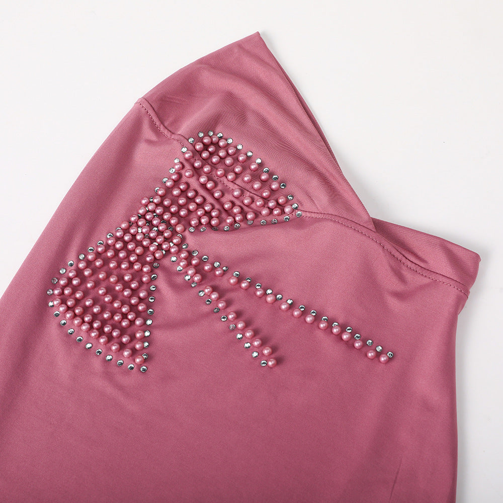 Instant Hijab with Pearl Butterfly Detail – Soft Stretch One-Piece Hijab