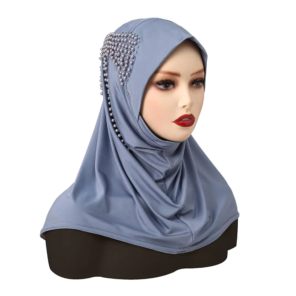 Instant Hijab with Pearl Butterfly Detail – Soft Stretch One-Piece Hijab